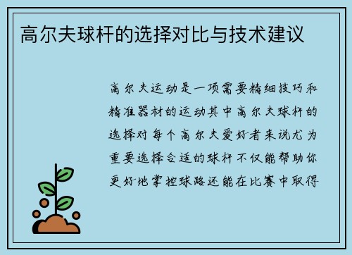 高尔夫球杆的选择对比与技术建议