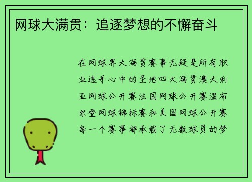 网球大满贯：追逐梦想的不懈奋斗